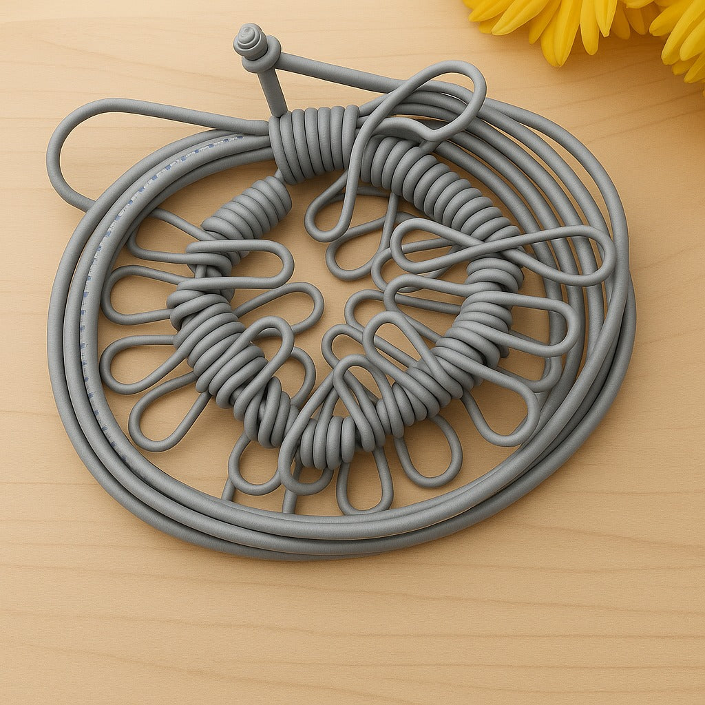 Eakstar | Grey Cloth Drying Rope with Hooks | Elastic Hanging Rope for Cloth Drying