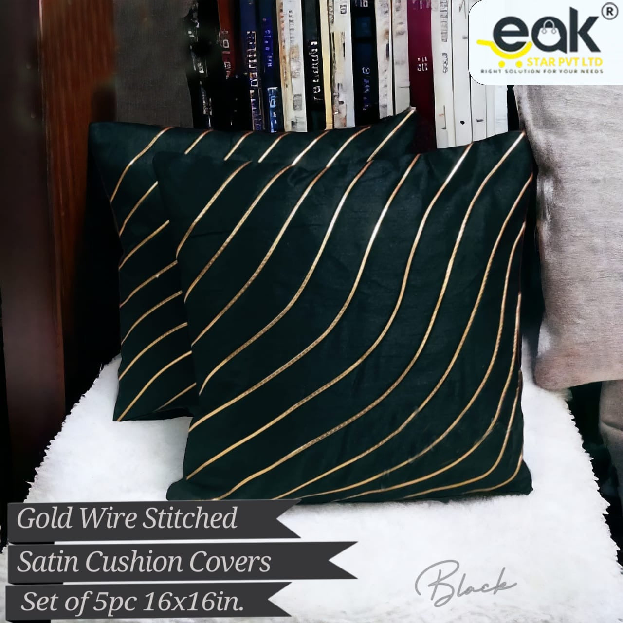 Eakstar | Cushion Covers | Pack of 5 | Black