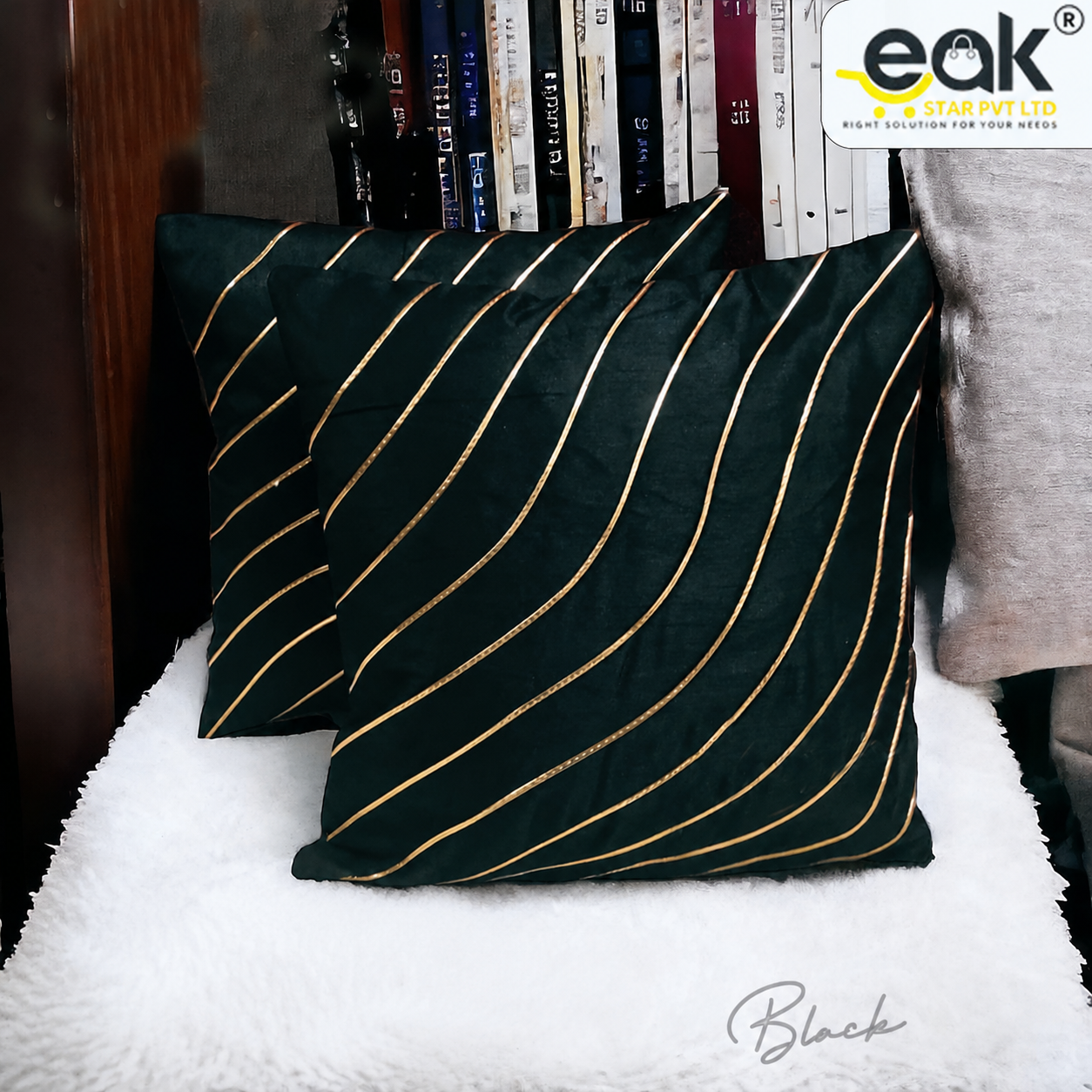 Eakstar | Cushion Covers | Pack of 5 | Black