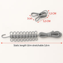 Eakstar | Grey Cloth Drying Rope with Hooks | Elastic Hanging Rope for Cloth Drying