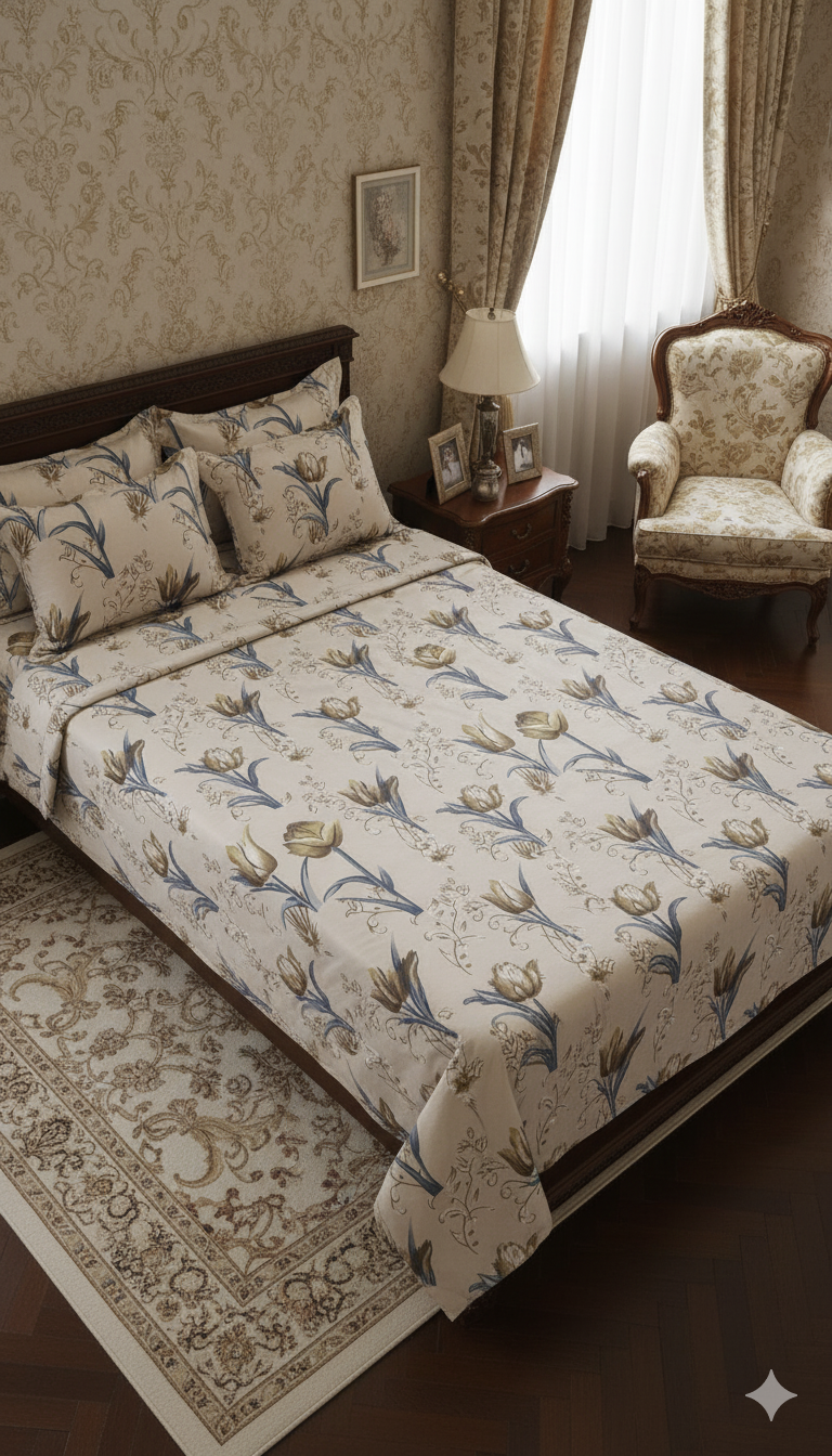 Eakstar | Single Bedsheet | Light Flower