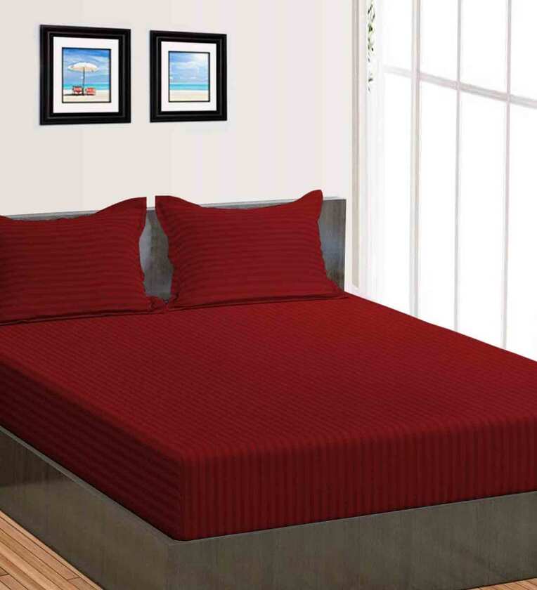 Eakstar | Fitted Bedsheets | Maroon Fitted Bedsheet