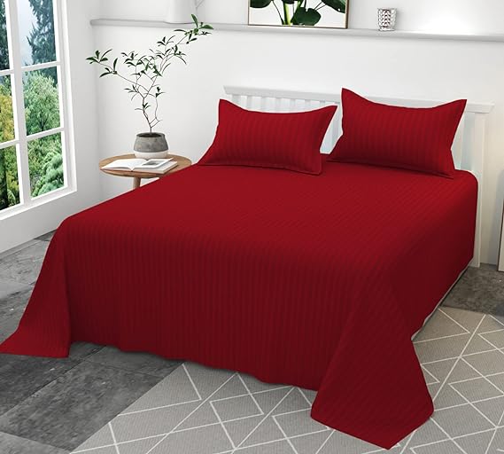 Eakstar | Fitted Bedsheets | Red Fitted Bedsheet - Queen Size