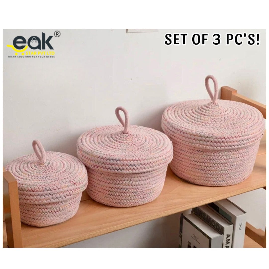 Eakstar | Set Of 3 Baskets | Pink