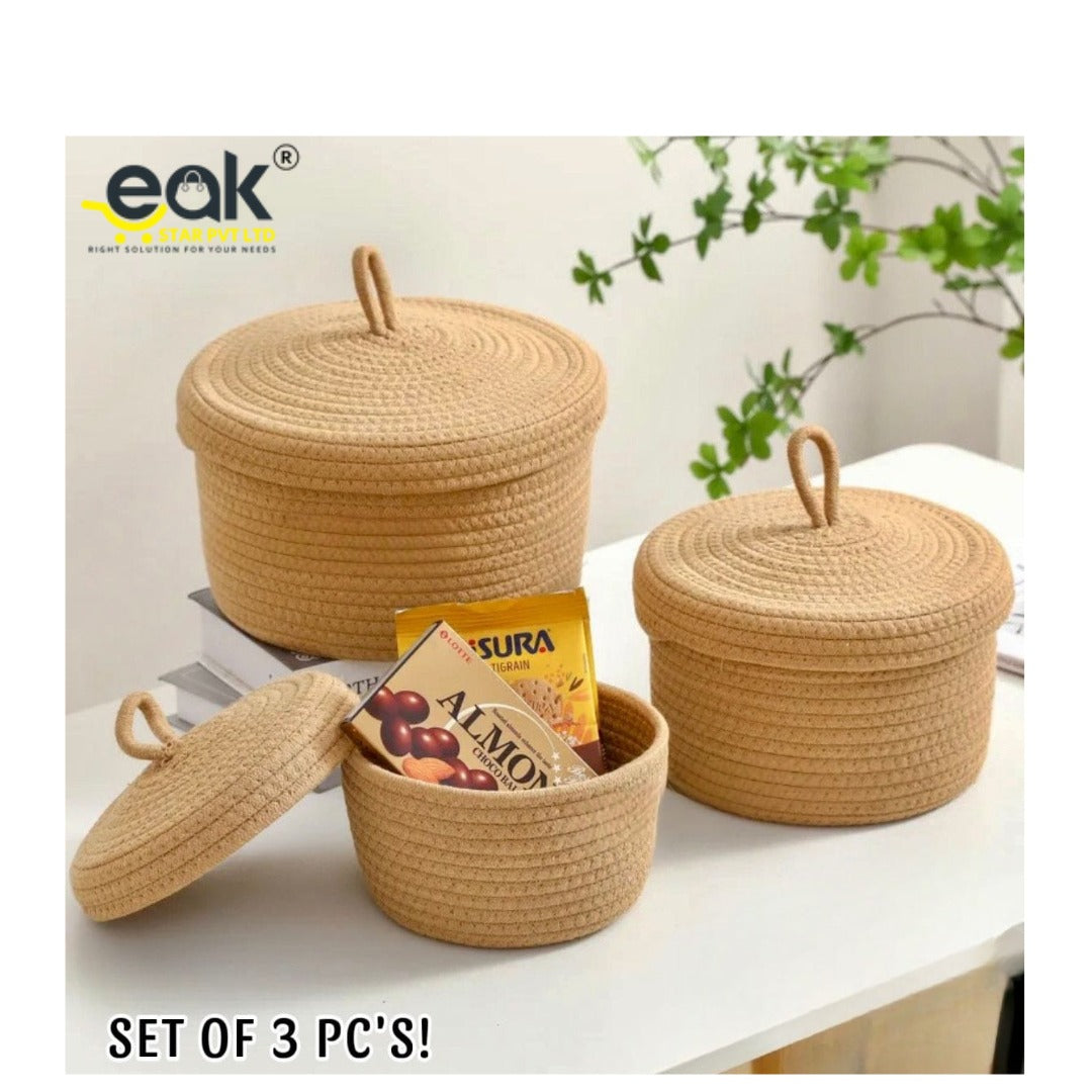 Eakstar | Set Of 3 Baskets | Brown