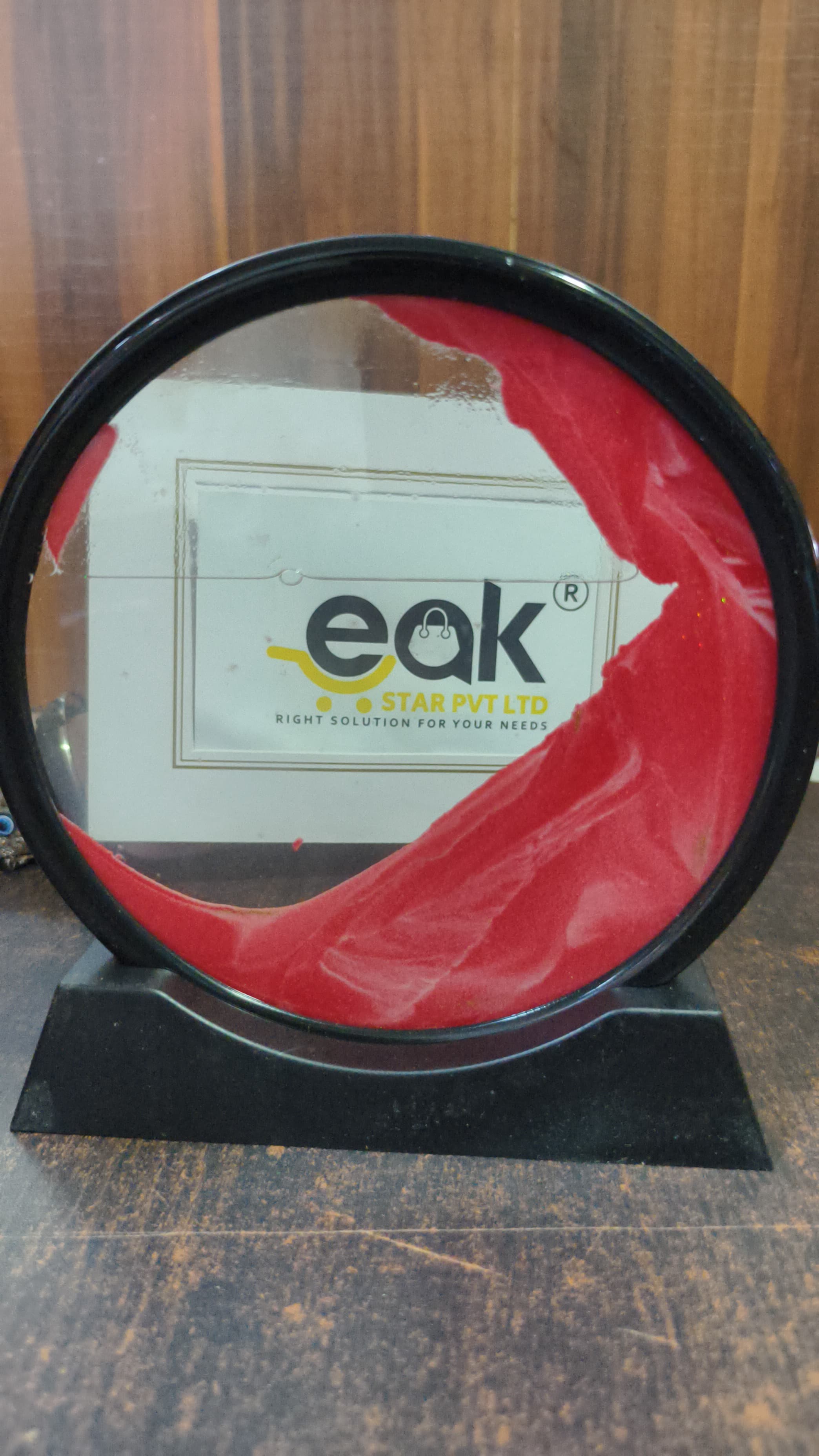 Eakstar | 3D Dynamic Red Sand Art Lamp Liquid Motion Picture Round Glass