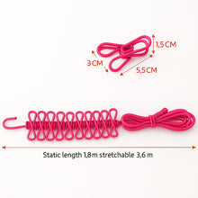 Eakstar | Dark Pink Cloth Drying Rope with Hooks | Elastic Hanging Rope for Cloth Drying