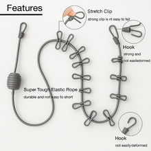 Eakstar | Grey Cloth Drying Rope with Hooks | Elastic Hanging Rope for Cloth Drying