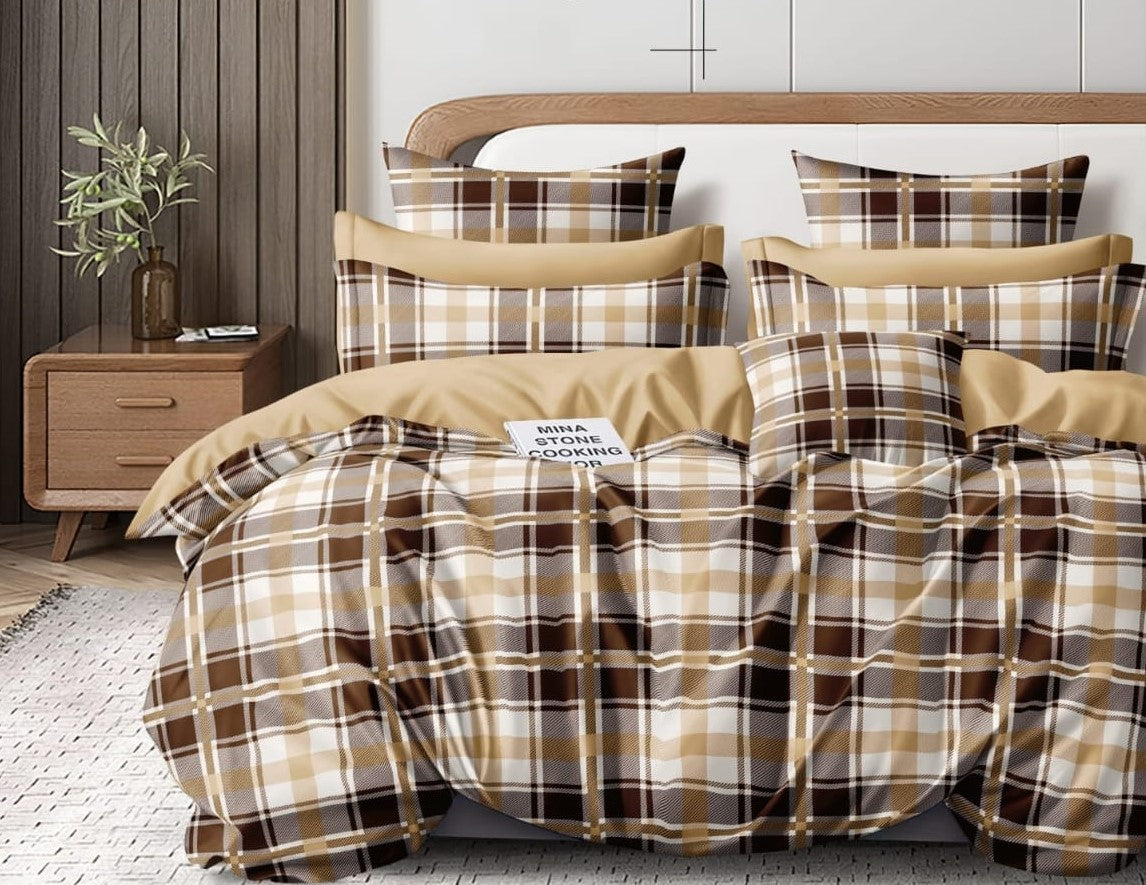 Eakstar | Single Bedsheet | Brown Checks Design - Eakstar