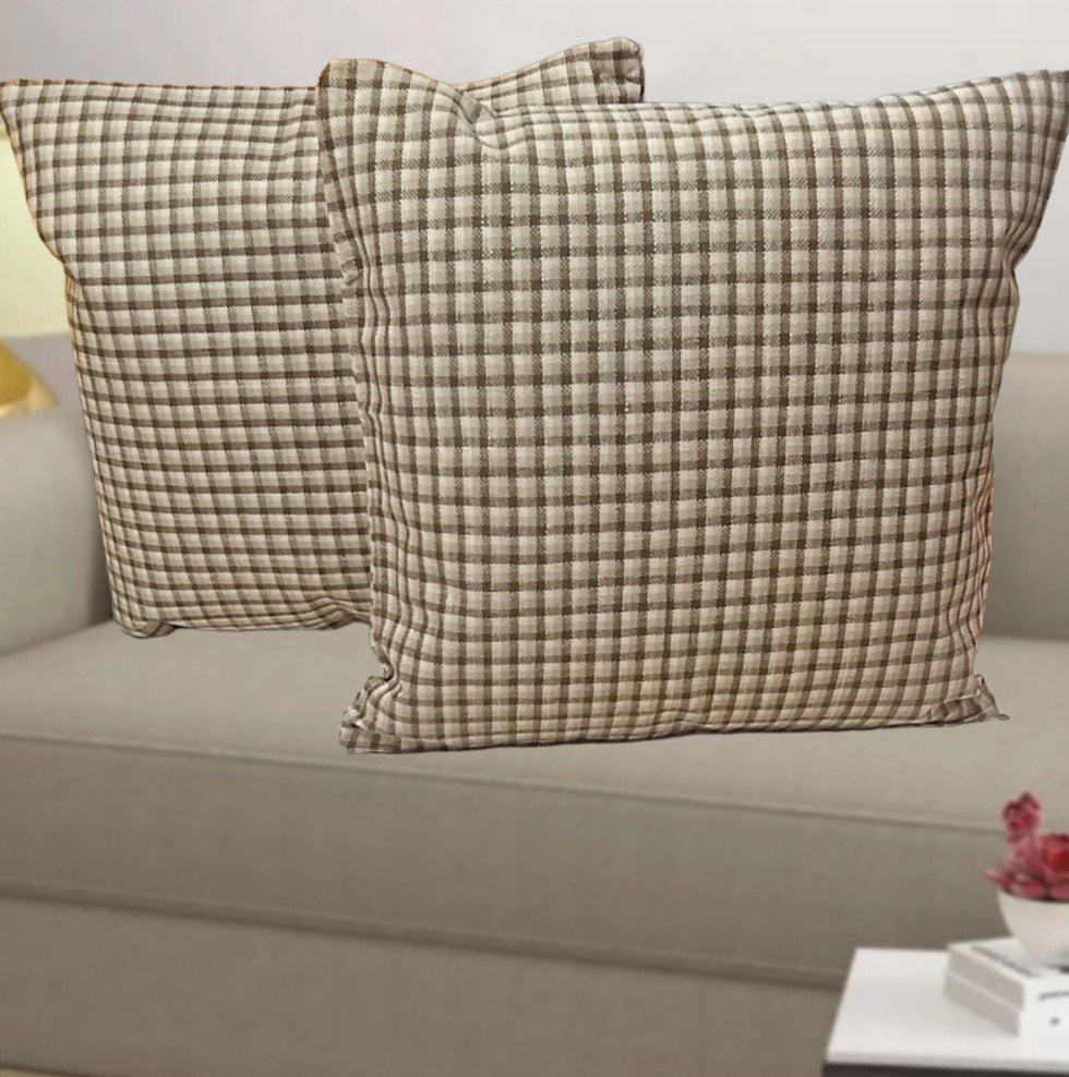 Eakstar | Cushion Covers | Brown | Line Check Design | Pack of 5 - Eakstar