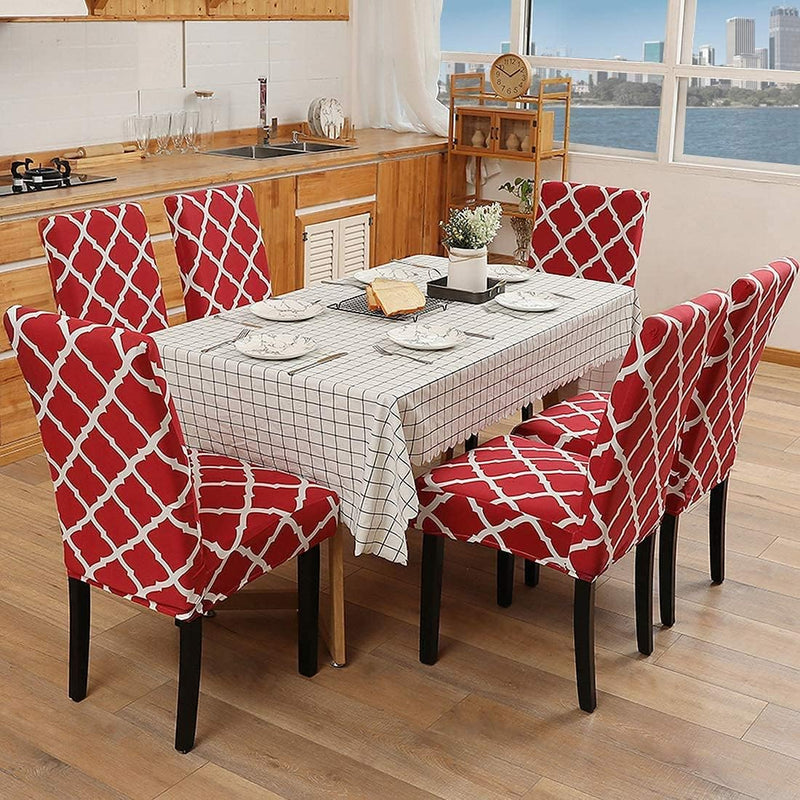 Eakstar  | Chair Cover  | Red Diamond Design  | Pack of 6