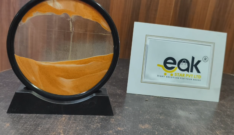Eakstar | 3D Dynamic Yellow Sand Art Lamp Liquid Motion Picture Round Glass